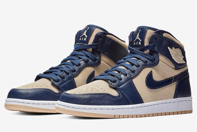 Air Jordan 1 Mid Midnight Navy/Light Cream-White AQ9131-401 - Stylish and Comfortable Sneakers for Men