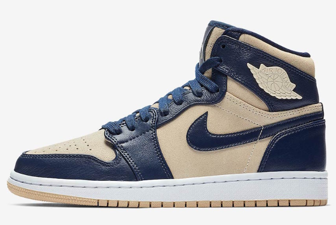 Air Jordan 1 Mid Midnight Navy/Light Cream-White AQ9131-401 - Stylish and Comfortable Sneakers for Men