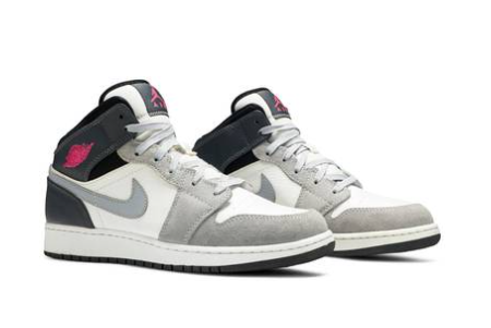 Air Jordan 1 Mid GS White Grey Hyper Pink 555112-117 | Stylish Sneakers for Girls