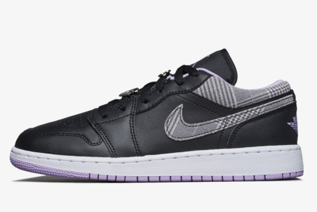 Air Jordan 1 Low SE GS Houndstooth Black/White-Lilac-Metallic Silver DH0570-015 - Stylish and Versatile Sneakers