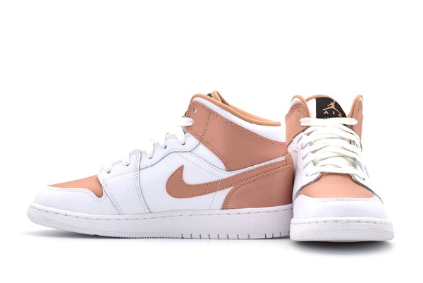Air Jordan 1 Mid GS White Rose Gold 555112-190 - Stylish and Elegant Sneakers for Girls