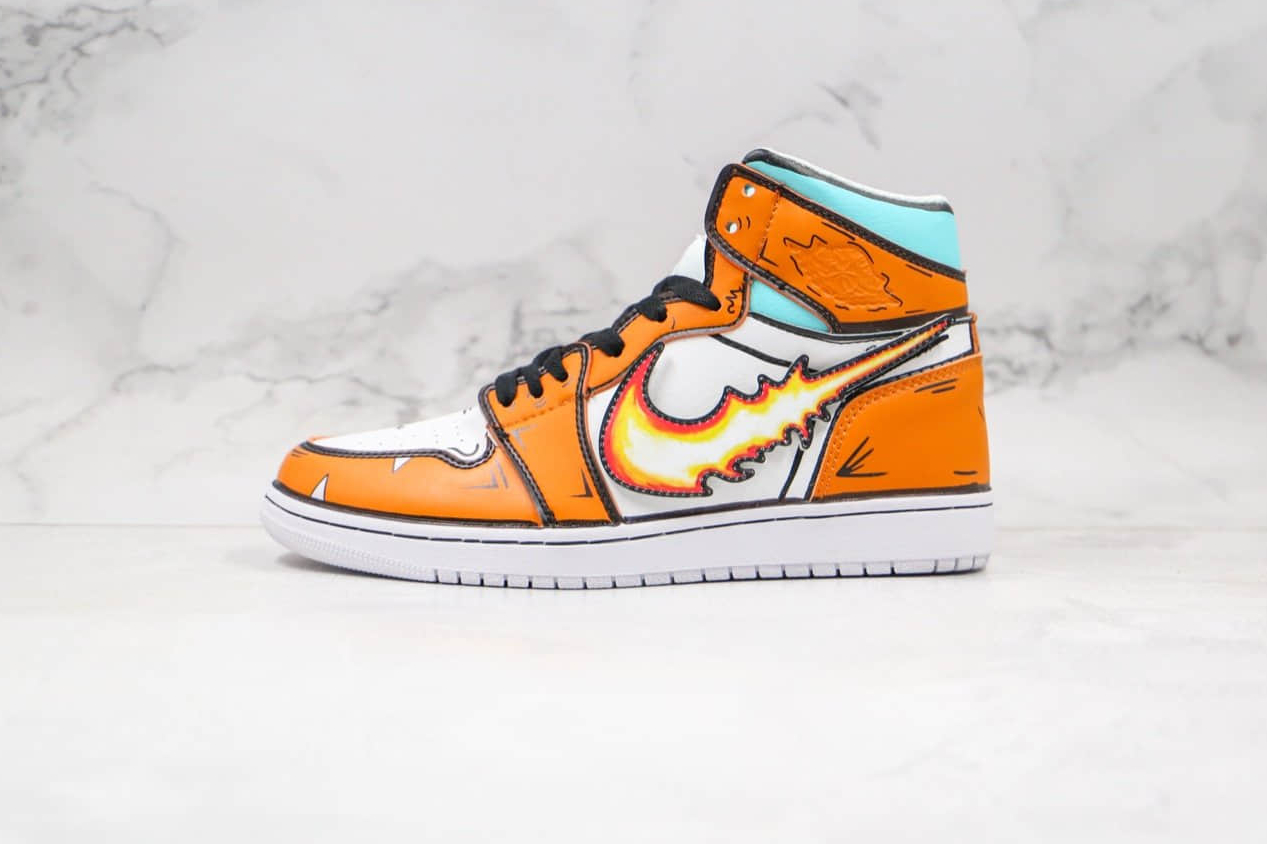 Air Jordan 1 High Fire Dragon Orange Black White Blue 556298 008 - Stylish and Bold Limited Edition Sneakers