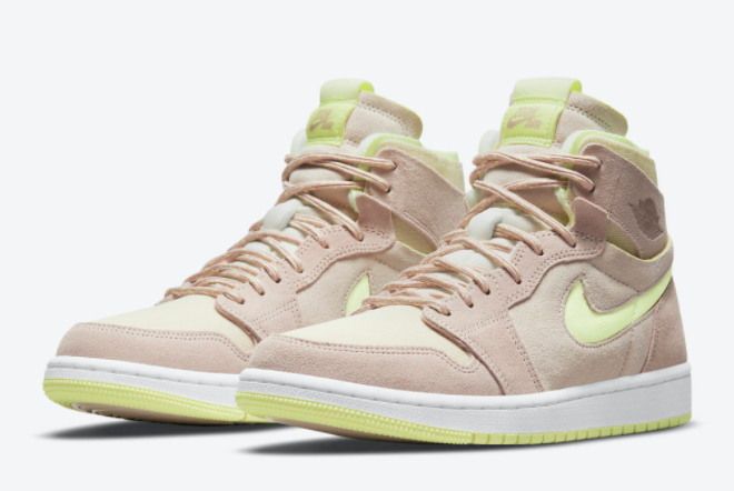 Women's Air Jordan 1 Zoom CMFT 'Lemon Twist' Pearl White - Limited Edition Sneakers Women's Air Jordan 1 Zoom CMFT 'Lemon Twist' Pearl White - Limited Edition Sneakers