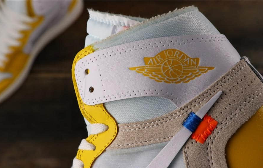 2019 Air Jordan 1 x Off White NRG White Dark Powder Yellow Cone - Limited Edition Sneakers for Sale 2019 Air Jordan 1 x Off White NRG White Dark Powder Yellow Cone - Limited Edition Sneakers for Sale