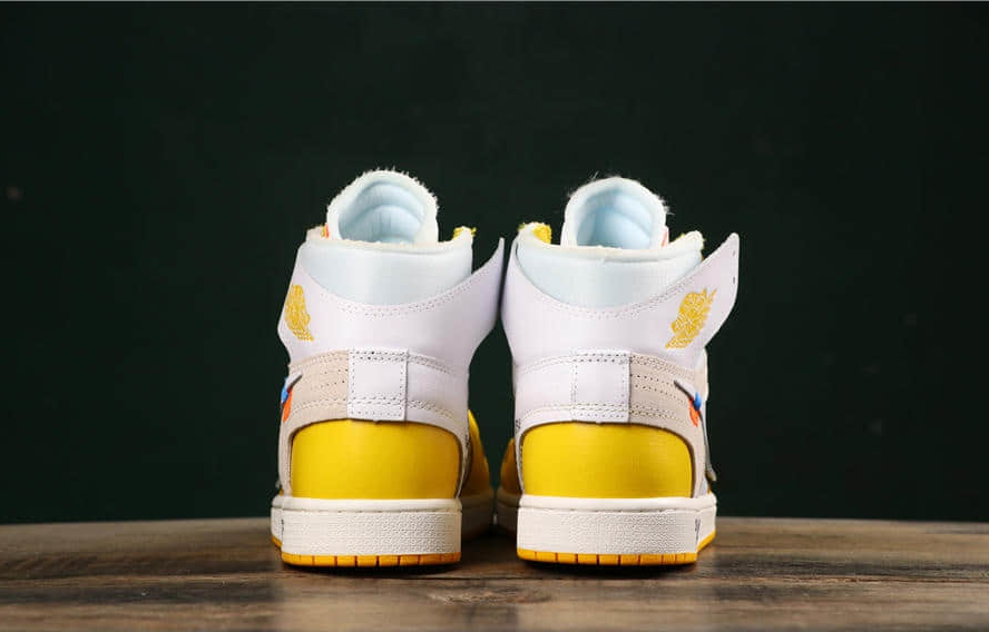 2019 Air Jordan 1 x Off White NRG White Dark Powder Yellow Cone - Limited Edition Sneakers for Sale 2019 Air Jordan 1 x Off White NRG White Dark Powder Yellow Cone - Limited Edition Sneakers for Sale