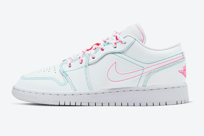 Air Jordan 1 Low GS White/Aurora Green-Soar 554723-101 – Stylish and Vibrant Kids Sneakers