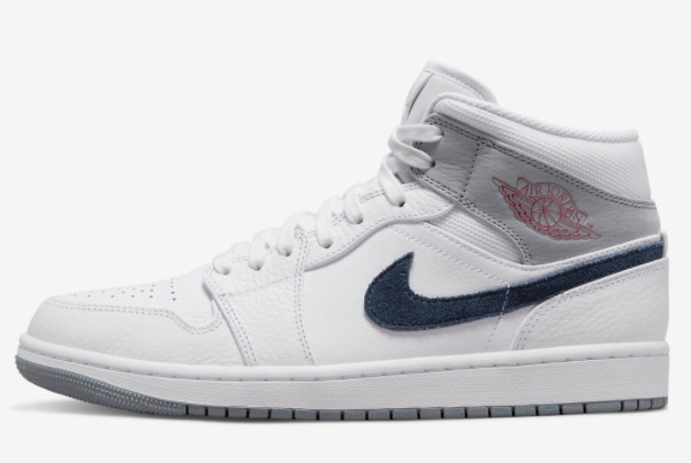 Air Jordan 1 Mid 'Paris' White/Grey-Navy-Red DR8038-100 – Premium Sneakers with Parisian Flair