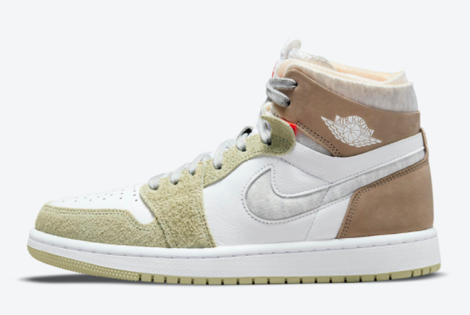 Air Jordan 1 Zoom CMFT 'Olive Aura' White/Grey - Limited Edition Footwear.