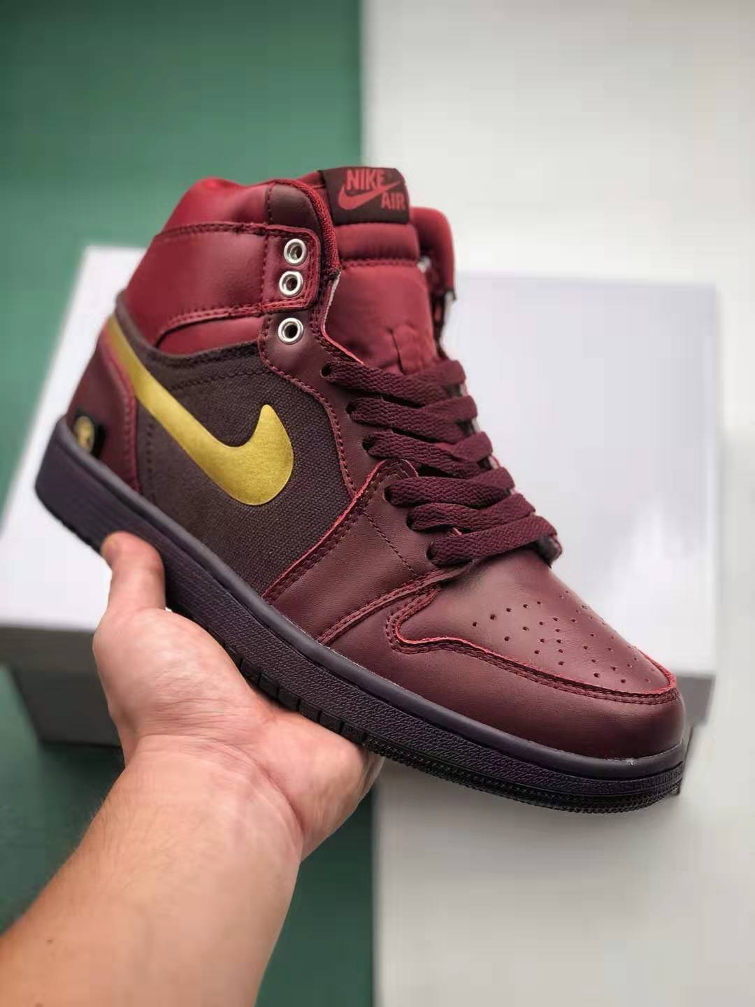 Air Jordan 1 High Thanos Wine Red Gold Black Brown 555088-189 - Premium Sneakers for Ultimate Style and Elegance