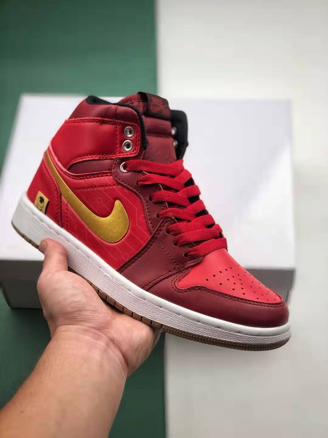 Air Jordan 1 High Iron Man Red White Gold 555088-188 | Limited Edition Athletic Sneakers