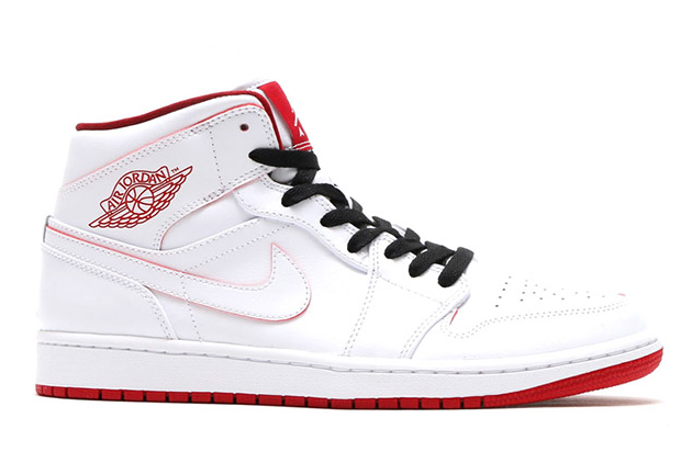 Air Jordan 1 Mid White/Gym Red-Black 554724-103 - Classic Design and Fresh Colorway