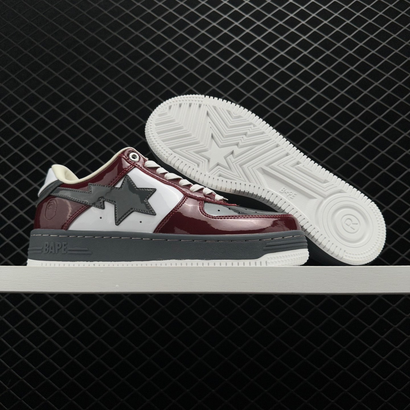A BATHING APE Bape Sta Wine Red White Sneakers - Limited Edition