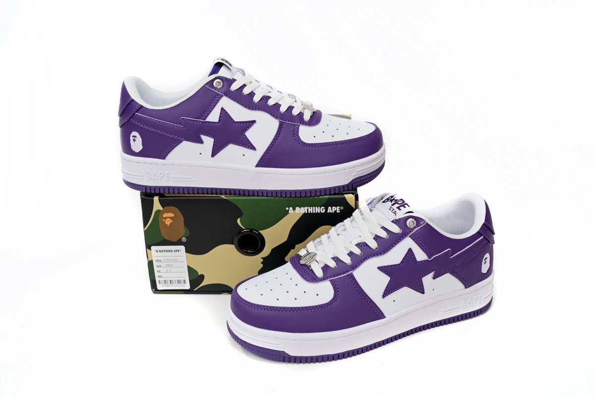 A Bathing Ape Bape Sta Low White Purple 1170 0191 007 - Trendy White Purple Sneakers