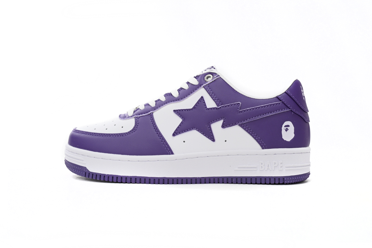 A Bathing Ape Bape Sta Low White Purple 1170 0191 007 - Trendy White Purple Sneakers