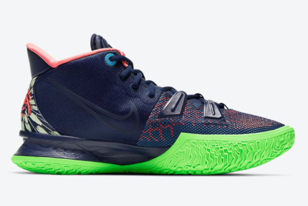Nike Kyrie 7 Multicolor Navy Pink Green CQ9327-401 - Limited Edition Basketball Sneakers