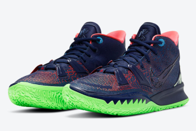 Nike Kyrie 7 Multicolor Navy Pink Green CQ9327-401 - Limited Edition Basketball Sneakers