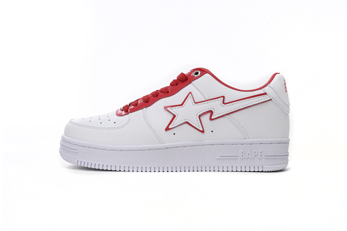 A Bathing Ape Bape Sta Leather Low 'Red' Shoes - Limited Edition!