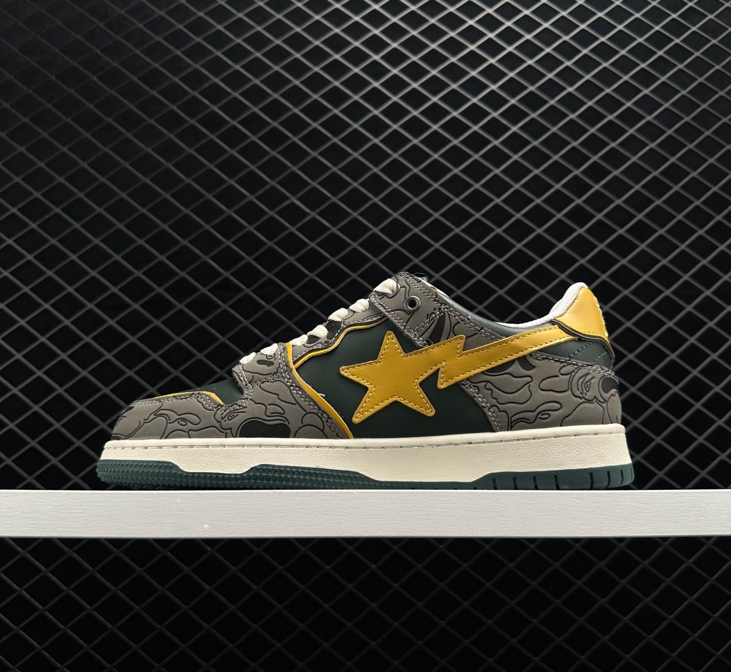 A Bathing Ape Bape SK8 Sta Grey Mustard Yellow - Fashionable and Stylish Sneakers