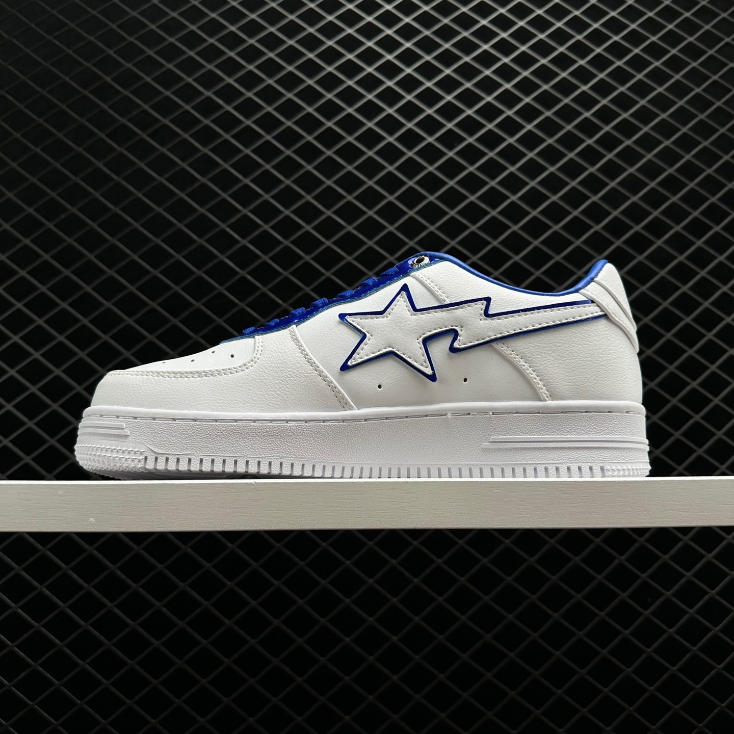 A Bathing Ape Bape Sta Leather Low 'White Blue' 1J30-191-017 - Classic Style with a Modern Twist