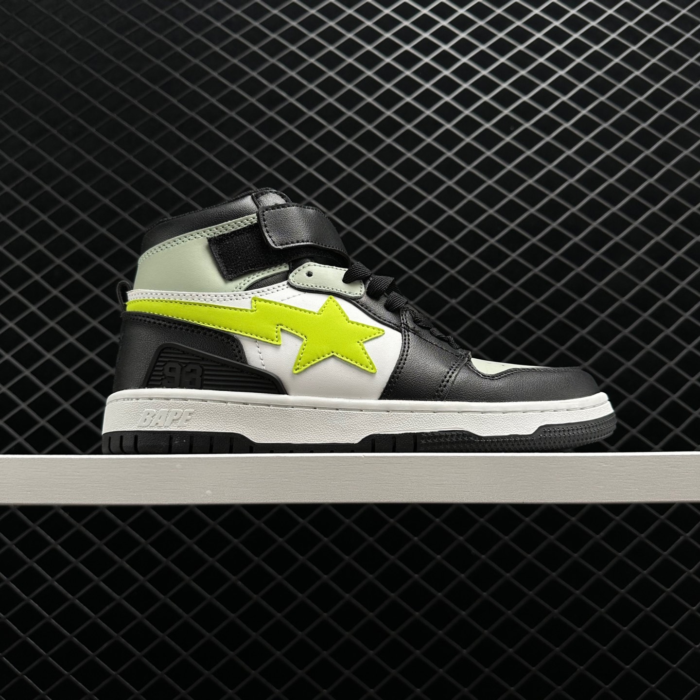 A Bathing Ape Block Sta Hi Black Lime - Limited Edition Sneakers