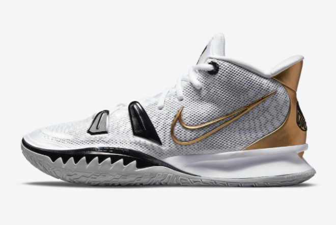 Nike Kyrie 7 White/Black-Metallic Gold CQ9326-101 - Elite Basketball Sneakers