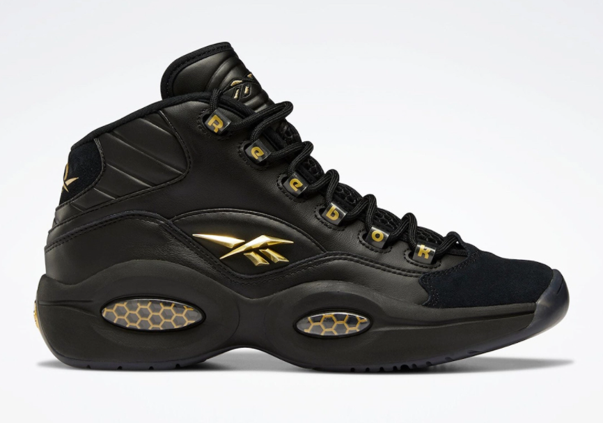 Reebok Question Mid Lux Black Gold Sneakers H01308 | Premium Quality