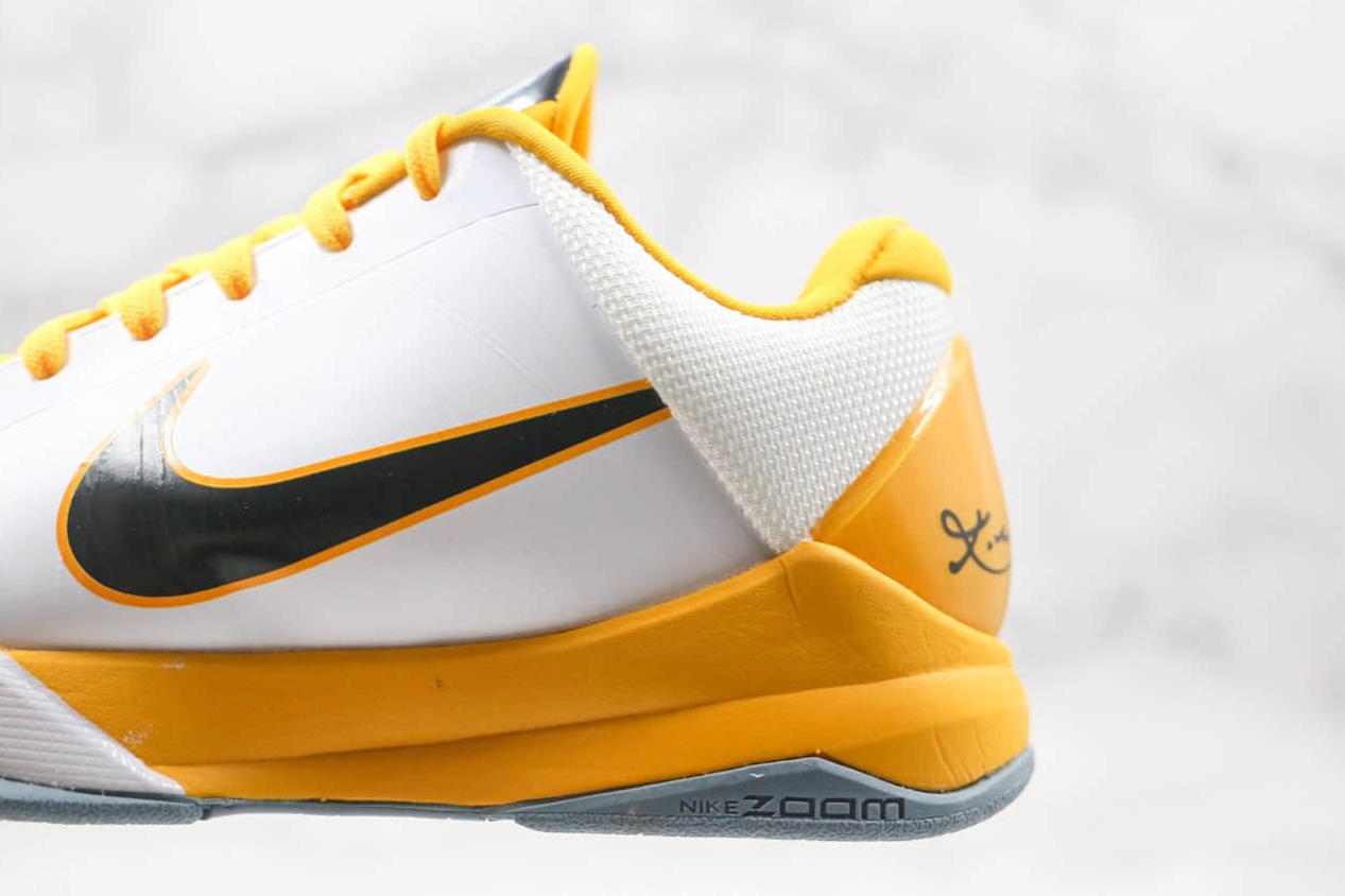 Nike Zoom Kobe V Summite White Black Yellow Basketball Shoes 386430-104 - Lightweight and Stylish Performance Footwear for Basketball Players | Free Shipping with Fast Delivery!