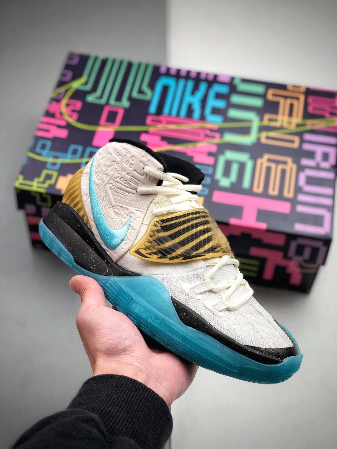 Concepts x Nike Zoom Kyrie 6 GS Golden Mummy Black Blue CV5572-149 - Exclusive Basketball Sneakers for Kids