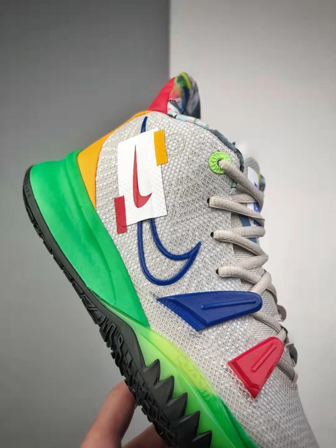 Nike Zoom Kyrie 7 Visions: Light Bone/White/Light Green/Game Sapphire DC9121-001 Nike Zoom Kyrie 7 Visions: Light Bone/White/Light Green/Game Sapphire DC9121-001