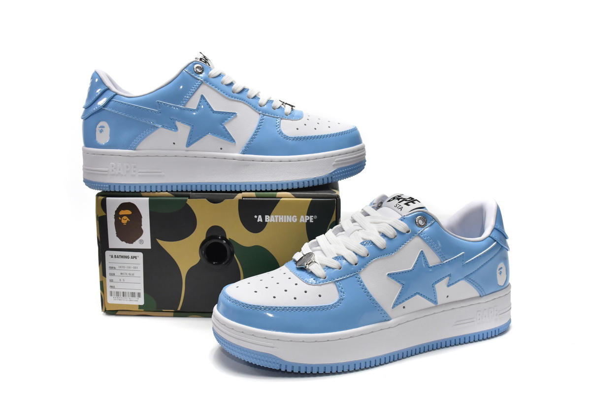 A Bathing Ape Bape Sta Low White Blue 1M70-191-001: Iconic Streetwear Sneakers for the Modern Fashion Enthusiast