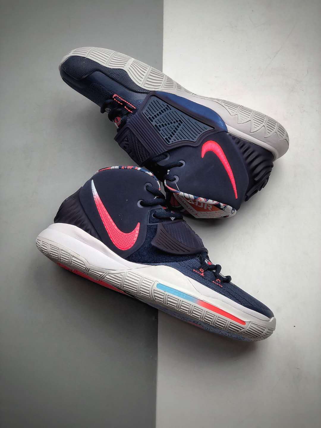 Nike Kyrie 6 USA Midnight Navy Laser Crimson Psychic Blue BQ4630-402 - High-Performance Basketball Sneakers