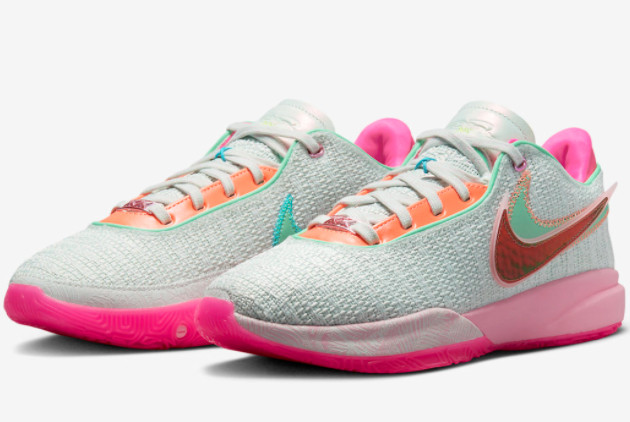 Nike LeBron 20 'Barely Green' Sneakers - Multicolor & Soft Pink | DJ5423-300